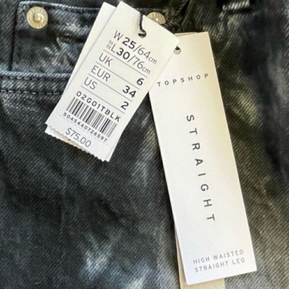 Top Shop Tie-dye Straight Leg High Waisted Jeans, size 25 NWT - Picture 5 of 7